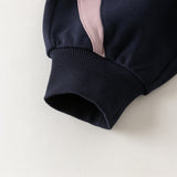 Dave&Bella Toddler Girls Navy/Purple Versatile Casual Soft Jogger Pants