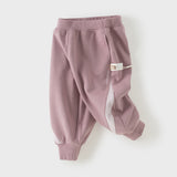 Dave&Bella Toddler Girls Navy/Purple Versatile Casual Soft Jogger Pants