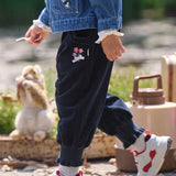 Dave&Bella Toddler Girls Navy/Brown Cute Floral Comfortable Jogger Pants