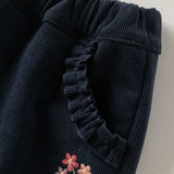Dave&Bella Toddler Girls Navy/Brown Cute Floral Comfortable Jogger Pants