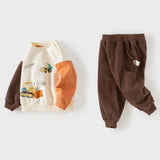 Dave&Bella Toddler Boys Apricot Cute Car Pint Casual Comfortable Pant Suits