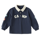 Dave&Bella Toddler Boys Navy Polo Collar Cozy Comfortable Daily Cotton Polos