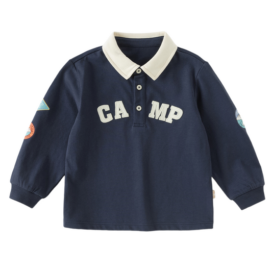 Dave&Bella Toddler Boys Navy Polo Collar Cozy Comfortable Daily Cotton Polos