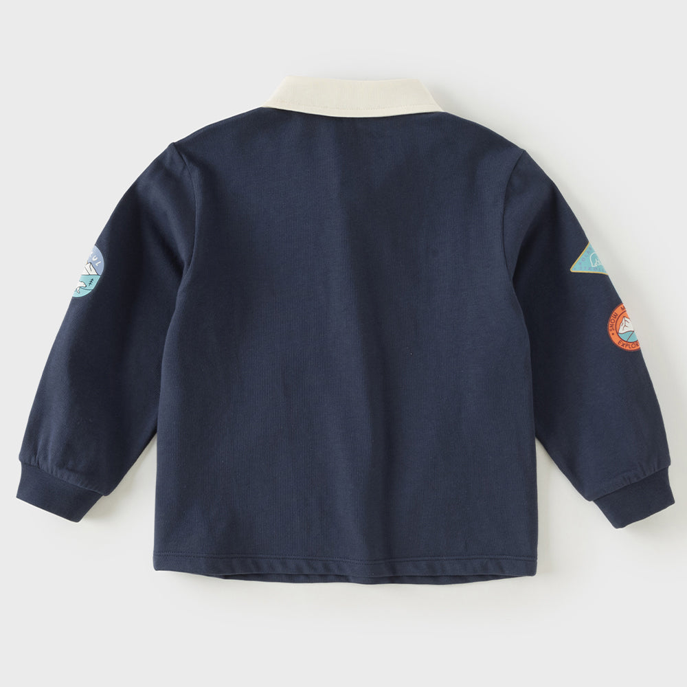 Dave&Bella Toddler Boys Navy Polo Collar Cozy Comfortable Daily Cotton Polos