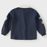 Dave&Bella Toddler Boys Navy Polo Collar Cozy Comfortable Daily Cotton Polos