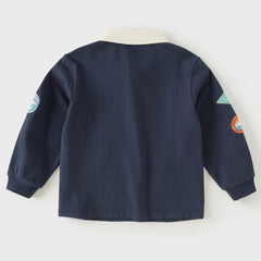 Dave&Bella Toddler Boys Navy Polo Collar Cozy Comfortable Daily Cotton Polos