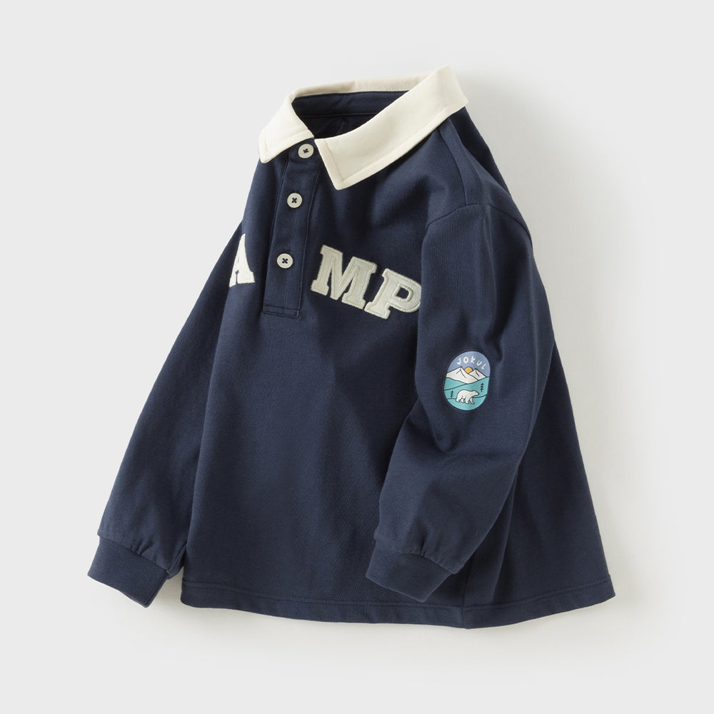 Dave&Bella Toddler Boys Navy Polo Collar Cozy Comfortable Daily Cotton Polos