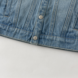 Dave&Bella Toddler Boys Denim Blue Hooded Soft Simple Versatile Denim Jackets