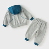 Dave&Bella Toddler Boys Light Grey Hooded Coat Sport Style Soft Pant Suits