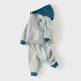 Dave&Bella Toddler Boys Light Grey Hooded Coat Sport Style Soft Pant Suits