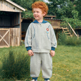 Dave&Bella Toddler Boys Light Grey Hooded Coat Sport Style Soft Pant Suits