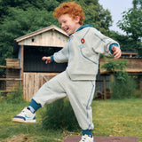 Dave&Bella Toddler Boys Light Grey Hooded Coat Sport Style Soft Pant Suits