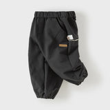 Dave&Bella Toddler Boys Dark Grey Simple Versatile Soft Jogger Pants