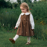 Dave&Bella Toddler Girls Brown Floral Print Party Cozy Cotton Sleeveless A-line Dress