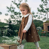 Dave&Bella Toddler Girls Brown Floral Print Party Cozy Cotton Sleeveless A-line Dress