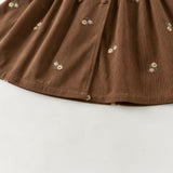 Dave&Bella Toddler Girls Brown Floral Print Party Cozy Cotton Sleeveless A-line Dress