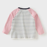 Dave&Bella Baby Boys/Girls Pink/Green/Purple Striped Casual Cozy Comfortable T-shirts