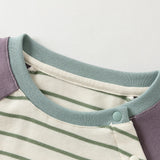 Dave&Bella Baby Boys/Girls Pink/Green/Purple Striped Casual Cozy Comfortable T-shirts