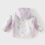 Dave&Bella Toddler Girls Pink/Purple Cute Print Waterproof Hooded Jackets