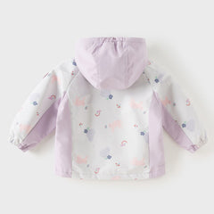 Dave&Bella Toddler Girls Pink/Purple Cute Print Waterproof Hooded Jackets