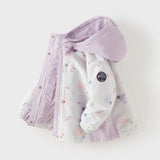 Dave&Bella Toddler Girls Pink/Purple Cute Print Waterproof Hooded Jackets