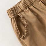 Dave&Bella Toddler Girls Dark Khaki/Red Simple Soft Cotton Cotton Jogger Pants
