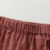 Dave&Bella Toddler Girls Dark Khaki/Red Simple Soft Cotton Cotton Jogger Pants