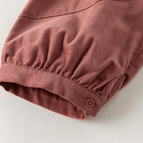 Dave&Bella Toddler Girls Dark Khaki/Red Simple Soft Cotton Cotton Jogger Pants
