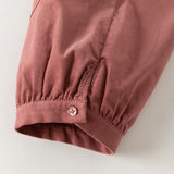 Dave&Bella Toddler Girls Dark Khaki/Red Simple Soft Cotton Cotton Jogger Pants