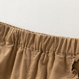 Dave&Bella Toddler Girls Dark Khaki/Red Simple Soft Cotton Cotton Jogger Pants