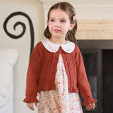 Dave&Bella Toddler Girls Red ruffle Hem Cozy Comfortable Cotton Cardigans