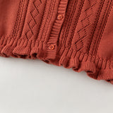 Dave&Bella Toddler Girls Red ruffle Hem Cozy Comfortable Cotton Cardigans