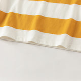 Dave&Bella Toddler Boys Yellow White Striped Cozy Comfortable Daily Cotton Polos