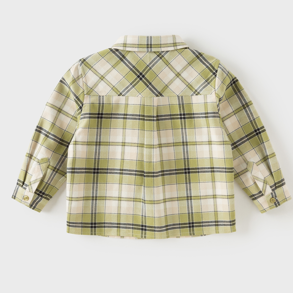 Dave&Bella Toddler Boys Yellow Green Plaid Cozy Cotton Casual Classic Shirts