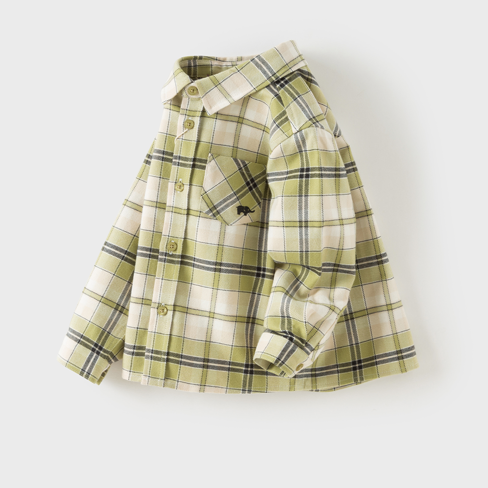 Dave&Bella Toddler Boys Yellow Green Plaid Cozy Cotton Casual Classic Shirts