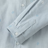 Dave&Bella Toddler Boys Blue Letter Print Bow Tie Cozy Casual Breathable Cotton Shirts