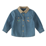 Dave&Bella Toddler Boys Denim Blue Classic Simple Versatile Cmfortable Cozy Cotton Shirts