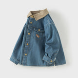 Dave&Bella Toddler Boys Denim Blue Classic Simple Versatile Cmfortable Cozy Cotton Shirts