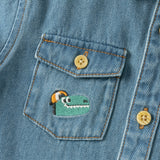 Dave&Bella Toddler Boys Denim Blue Classic Simple Versatile Cmfortable Cozy Cotton Shirts