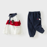 Dave&Bella Toddler Boys White Polo Collar Comfortable Casual Pant Suit