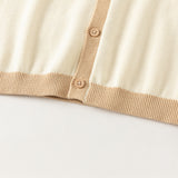 Dave&Bella Toddler Boys Apricot Jacquard V-neck Cozy Comfortable Cotton Cardigans