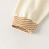 Dave&Bella Toddler Boys Apricot Jacquard V-neck Cozy Comfortable Cotton Cardigans