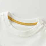 Dave&Bella Toddler Boys White Letter Print Soft Casual T-shirts
