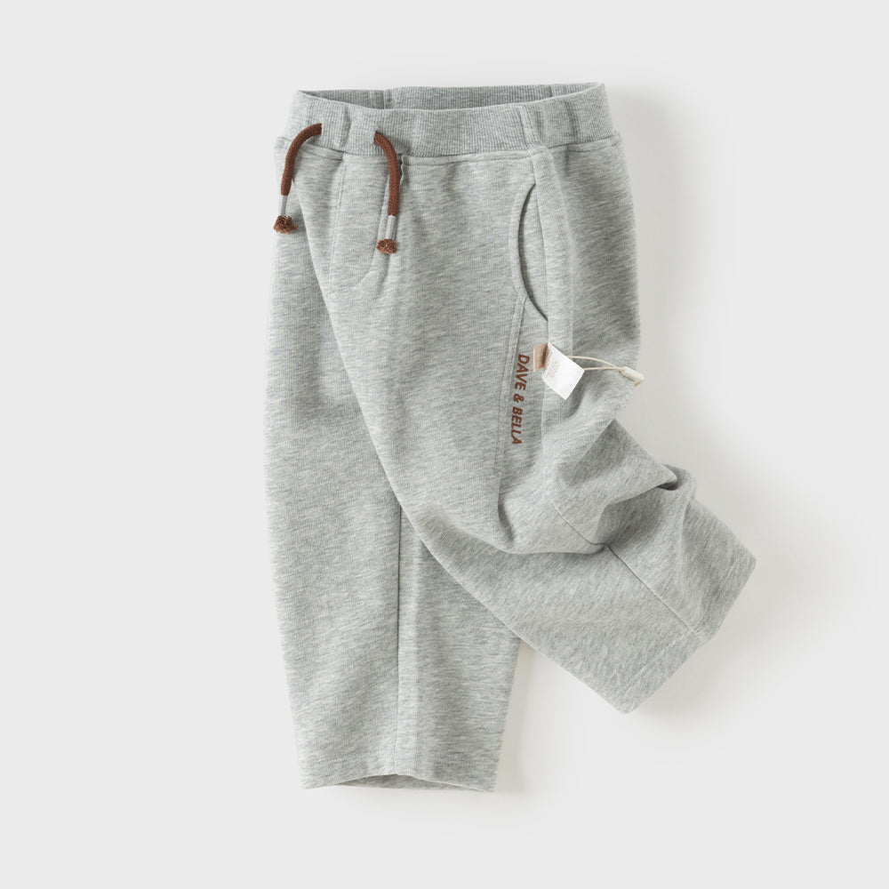 Dave&Bella Toddler Boys Light Grey Daily Simple Versatile Soft Pants