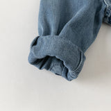 Dave&Bella Toddler Boys Denim Blue Polo Collar Classic Cotton Denim Shirts
