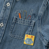 Dave&Bella Toddler Boys Denim Blue Polo Collar Classic Cotton Denim Shirts