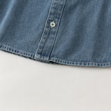Dave&Bella Toddler Boys Denim Blue Polo Collar Classic Cotton Denim Shirts