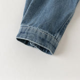 Dave&Bella Toddler Boys Denim Blue Polo Collar Classic Cotton Denim Shirts