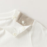Dave&Bella Toddler Boys White Round Collar Cute Print Comfortable T-shirts