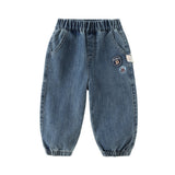 Dave&Bella Toddler Boys Denim Blue Retro Classic Distressed Jogger Pants